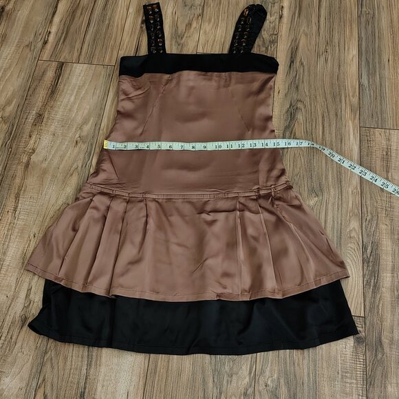 Rachael G. Brown and Black Satin Dress, Size S - Picture 12 of 15